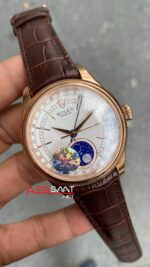 Rolex Cellini Moonphase Beyaz Kadran 39 mm 50535 Rosegold Replika Saat ROLCE002