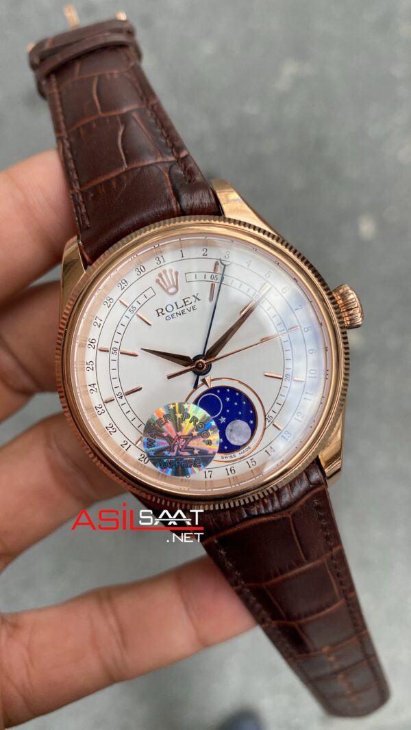 Rolex Cellini Moonphase Beyaz Kadran 39 mm 50535 Rosegold Replika Saat ROLCE002 Rolex Cellini Moonphase Beyaz Kadran 39 mm 50535 Rosegold Replika Saat ROLCE002