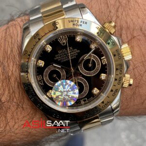 Rolex Cosmograph Daytona Diamond Siyah Kadran 40 mm 116503 Black Silver Gold ROLDA014