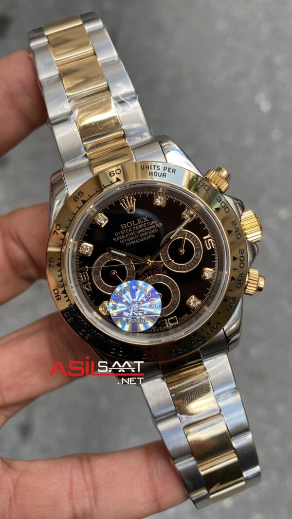 Rolex Cosmograph Daytona Diamond Siyah Kadran 40 mm 116503 Black Silver Gold ROLDA014