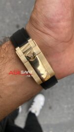 Rolex Cosmograph Daytona Diamond Siyah Kadran 40 mm 116518 Rubber Oysterflex Black Gold Replika Saat ROLDA028