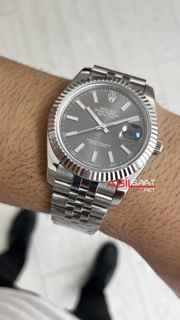 Rolex Datejust Gri Kadran 126334 Jubilee Rhodium 41mm Replika Saat Rolex Datejust Gri Kadran 126334 Jubilee Rhodium 41mm Replika Saat