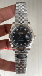 Rolex Datejust Gri Taşlı 126334 Jubilee Dark Rhodium Diamond Dial 41mm Swiss ETA Saat Clean Factory