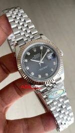 Rolex Datejust Gri Taşlı 126334 Jubilee Dark Rhodium Diamond Dial 41mm Swiss ETA Saat Clean Factory