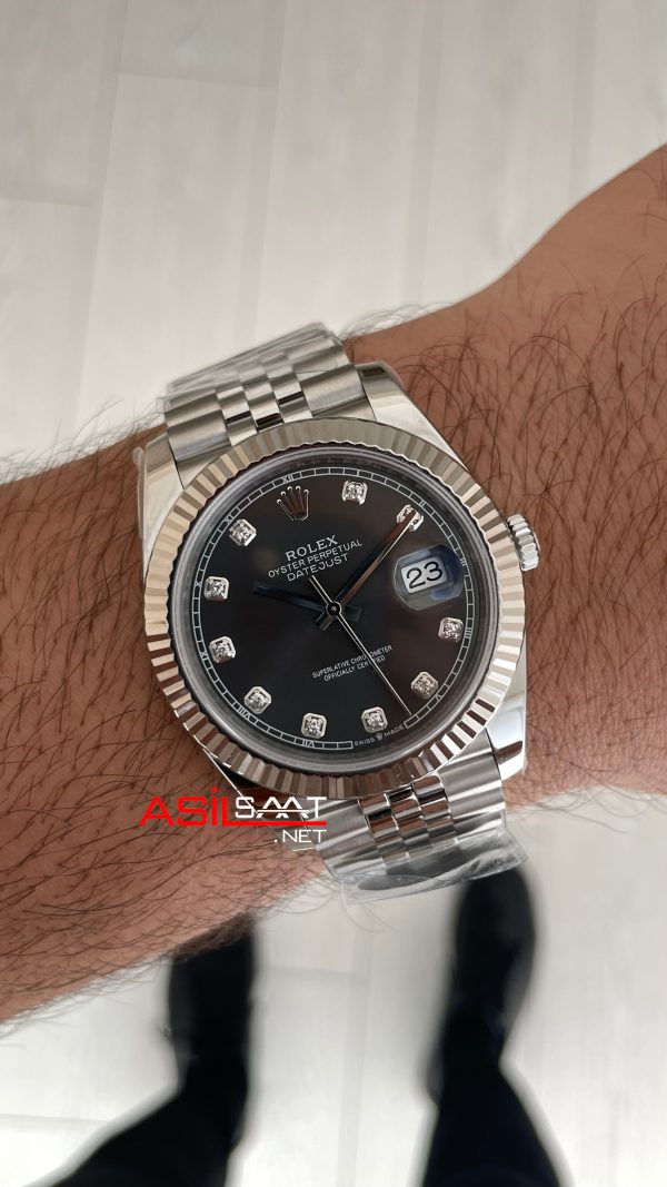 Rolex Datejust Gri Taşlı 126334 Jubilee Dark Rhodium Diamond Dial 41mm Swiss ETA Saat Clean Factory Rolex Datejust Gri Taşlı 126334 Jubilee Dark Rhodium Diamond Dial 41mm Swiss ETA Saat Clean Factory