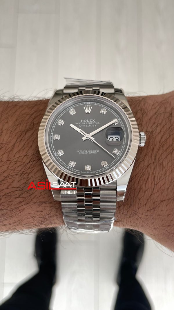 Rolex Datejust Gri Taşlı 126334 Jubilee Dark Rhodium Diamond Dial 41mm Swiss ETA Saat Clean Factory Rolex Datejust Gri Taşlı 126334 Jubilee Dark Rhodium Diamond Dial 41mm Swiss ETA Saat Clean Factory
