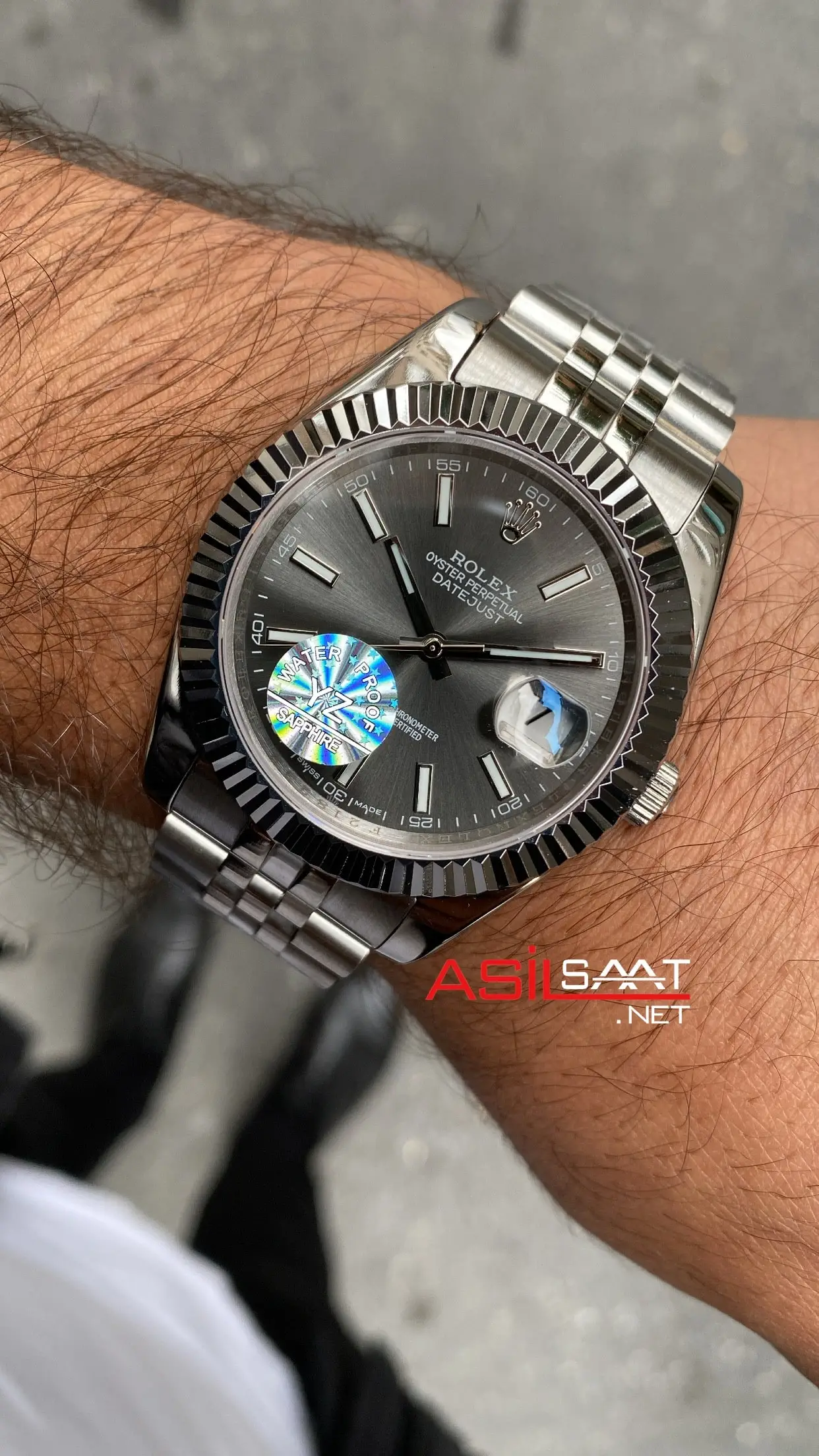 Rolex Datejust Jubilee Gri Kadran 41 mm 126334 Rhodium Grey Silver Replika Saat ROLDJ004