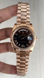 Rolex Day Date 228235 Rose Siyah 40mm Replika Saat