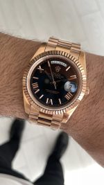 Rolex Day Date 228235 Rose Siyah 40mm Replika Saat
