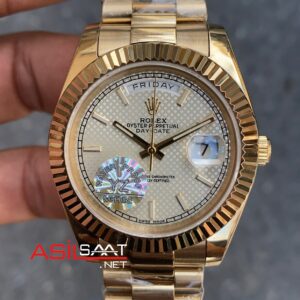 Rolex Day Date Beyaz Kadran 40 mm 228238 White Dial Gold Replika Saat ROLDD026