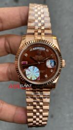 Rolex Day Date Chocolate Ruby Everose 36 mm 118235 Rose Gold Diamond Dial RBA014