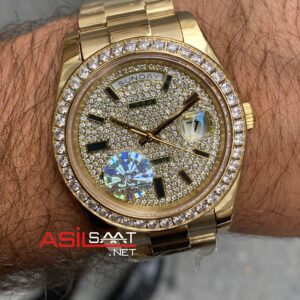 Rolex Day Date Dial Diamond 40 mm 228239 Gold Replika Saat ROLDD059