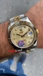 Rolex Day-Date Diamond Champagne 40 mm 126333 Silver Gold Replika Saat ROLDD023
