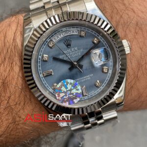 Rolex Day Date Jubilee Diamond Buz Mavisi Kadran 40 mm İce Blue Silver Replika Saat ROLDD066