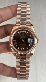 Rolex Day Date Kahverengi 228235 Chocolate Roman Dial 40mm Rose Replika Saat