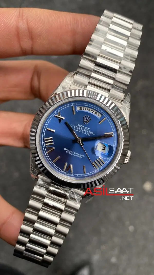 Rolex Day Date Mavi 228239 President 40 mm Romen Dial 3255 Eta Swiss
