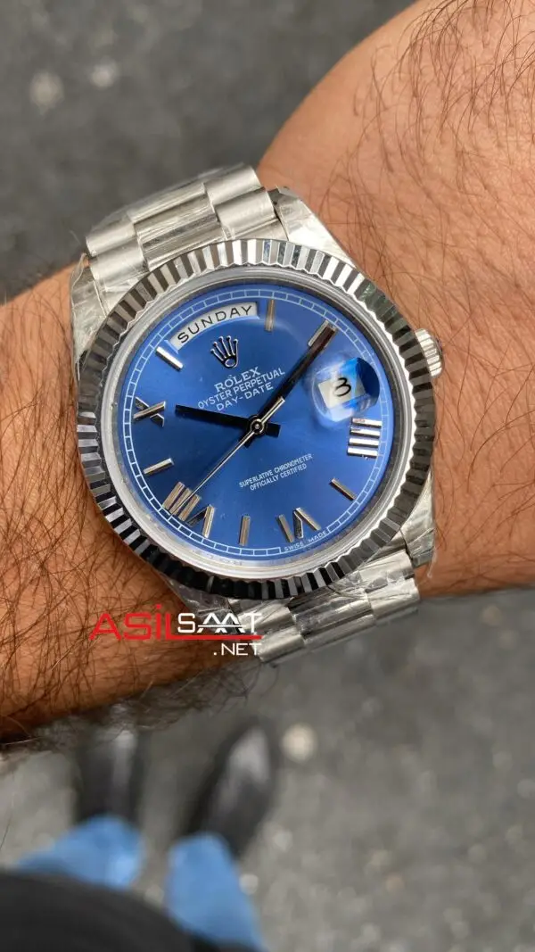 Rolex Day Date Mavi 228239 President 40 mm Romen Dial 3255 Eta Swiss