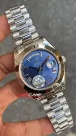 Rolex Day Date Mavi Kadran 40 mm 228206 Blue Silver Replika Saat ROLDD013