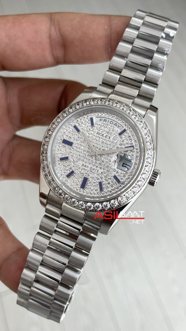 Rolex Day Date Pave Baguette 228396TBR Taşlı Kadran 40mm Replika Saat