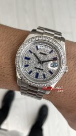 Rolex Day Date Pave Baguette 228396TBR Taşlı Kadran 40mm Replika Saat