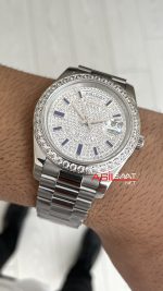 Rolex Day Date Pave Baguette 228396TBR Taşlı Kadran 40mm Replika Saat