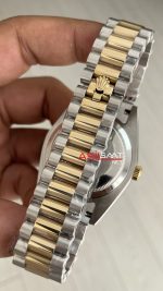 Rolex Day Date Pave Baguette Diamond 40mm Taşlı Kadran Two Tone Gold Replika Saat