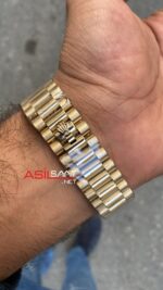 Rolex Day Date President Diamond Yeşil Kadran 40 mm 128238 Green Gold Replika Saat ROLDD060