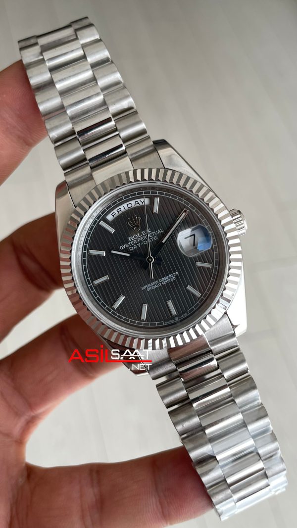 Rolex Day Date Rhodium 228238 President Gri Kadran 40mm Replika Saat Rolex Day Date Rhodium 228238 President Gri Kadran 40mm Replika Saat