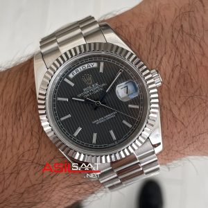 Rolex Day Date Rhodium 228238 President Gri Kadran 40mm Replika Saat