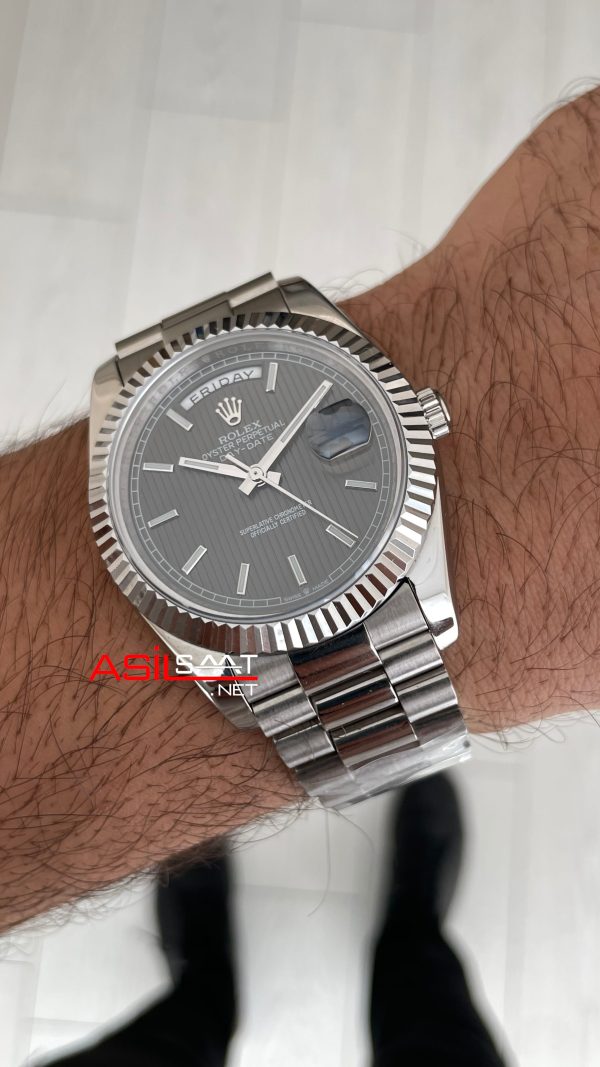 Rolex Day Date Rhodium 228238 President Gri Kadran 40mm Replika Saat Rolex Day Date Rhodium 228238 President Gri Kadran 40mm Replika Saat