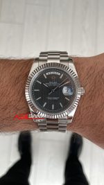 Rolex Day Date Rhodium 228238 President Gri Kadran 40mm Replika Saat