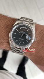 Rolex Day Date Rhodium 228238 President Gri Kadran 40mm Replika Saat