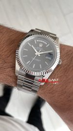 Rolex Day Date Rhodium 228238 President Gri Kadran 40mm Replika Saat