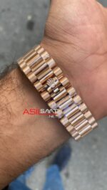 Rolex Day-Date President Roma Rakamlı Siyah Kadran 40 mm 218235 Rosegold Replika Saat ROLDD022