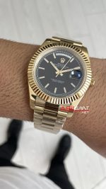 Rolex Day Date Siyah 228238 President 40mm Gold Replika Saat
