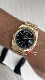 Rolex Day Date Siyah 228238 President 40mm Gold Replika Saat