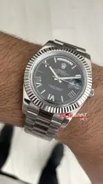 Rolex Day Date Siyah Kadran 228239 Black Roman Dial 40mm Replika Saat