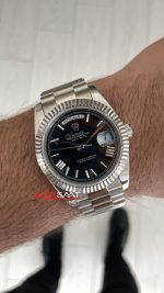Rolex Day Date Siyah Kadran 228239 Black Roman Dial 40mm Replika Saat