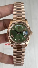 Rolex Day Date Yeşil 228235 Olive Green 40mm Rose Replika Saat