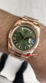 Rolex Day Date Yeşil 228235 Olive Green 40mm Rose Replika Saat