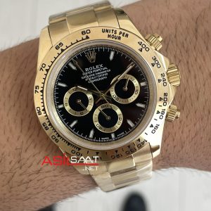 Rolex Daytona Cosmograph 126508 Gold 40mm Siyah Kadran Replika Saat