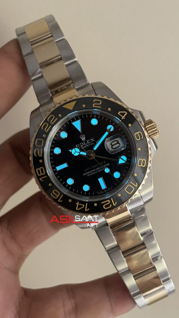 Rolex Gmt Master II Green Arrow 116713LN Two Tone Gold 40mm Replika Saat