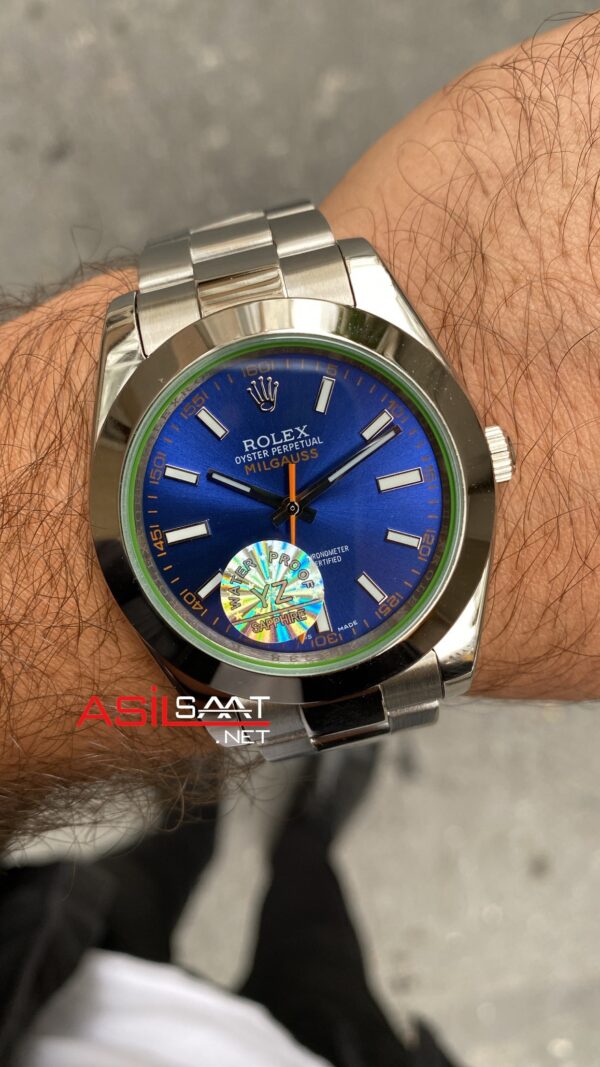 Rolex Milgauss Z Blue Mavi Kadran 40 mm 116400 Blue Silver Replika Saat ROLMI002 Rolex Milgauss Z Blue Mavi Kadran 40 mm 116400 Blue Silver Replika Saat ROLMI002