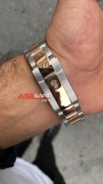 Rolex Oyster Day Date Diamond Beyaz Kadran 40 mm Silver Everose Gold Replika Saat ROLDD047