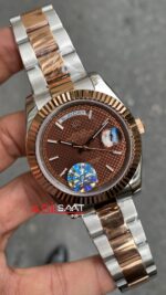 Rolex Oyster Day Date Kahverengi Kadran 40 mm Chocolate Silver Everose Gold Replika Saat ROLDD046