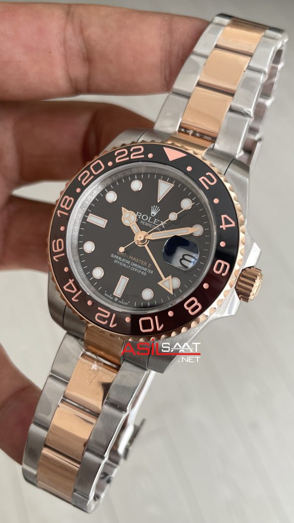 Rolex Root Beer Gmt Master II 126711CHNR Two Tone Rose 40mm Replika Saat Rolex Root Beer Gmt Master II 126711CHNR Two Tone Rose 40mm Replika Saat