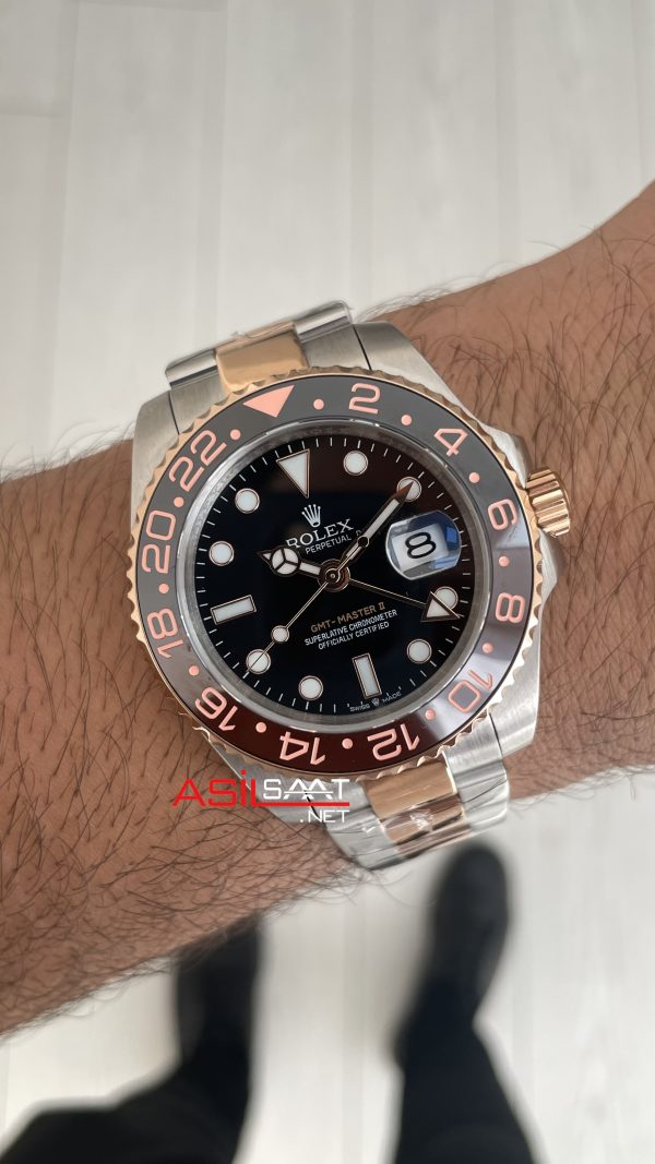 Rolex Root Beer Gmt Master II 126711CHNR Two Tone Rose 40mm Replika Saat Rolex Root Beer Gmt Master II 126711CHNR Two Tone Rose 40mm Replika Saat