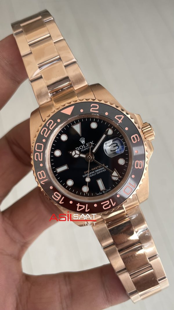 Rolex Root Beer Gmt Master II 126715CHNR Chocolate 40mm Rosegold Replika Saat