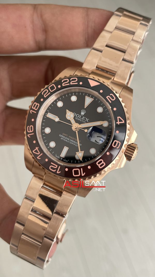 Rolex Root Beer Gmt Master II 126715CHNR Chocolate 40mm Rosegold Replika Saat