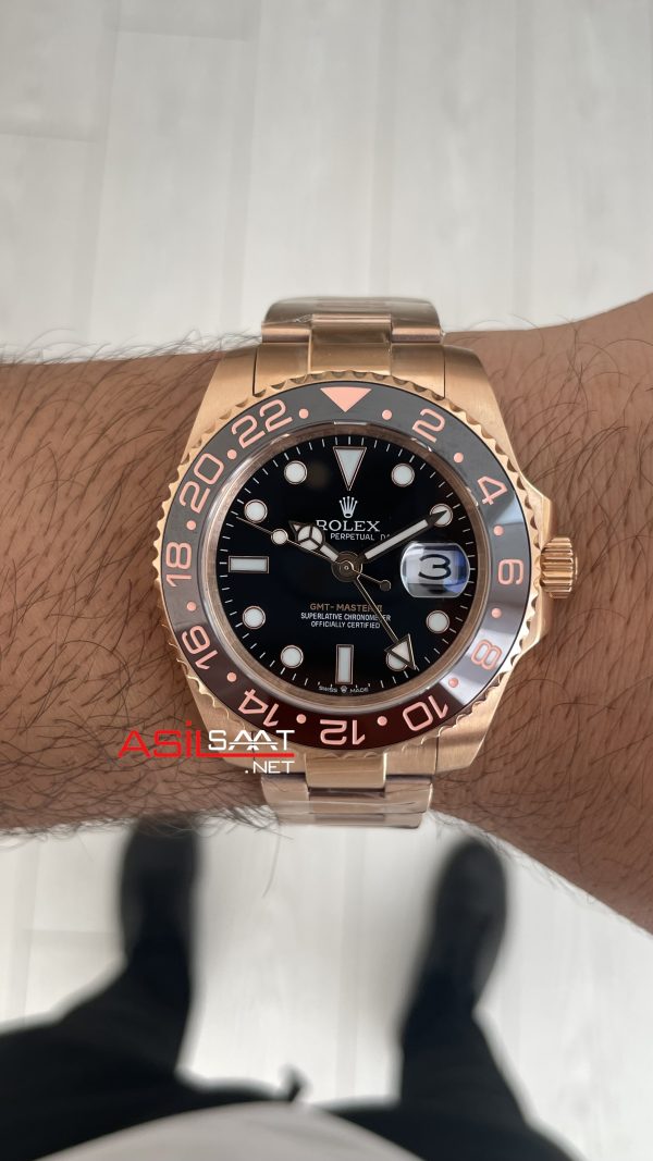 Rolex Root Beer Gmt Master II 126715CHNR Chocolate 40mm Rosegold Replika Saat